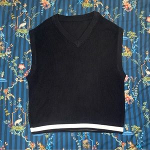 Oversized Black Knit Sweater Vest